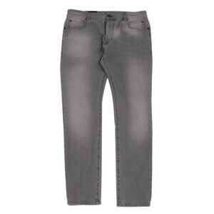 Balmain Mens Slim Jeans Size 34x34 Light Wash Gray Denim Button Fly